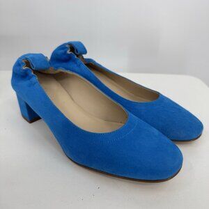 Everlane Italian Suede Day Heel Brilliant Blue 5 Women's Elastic Back Comfort